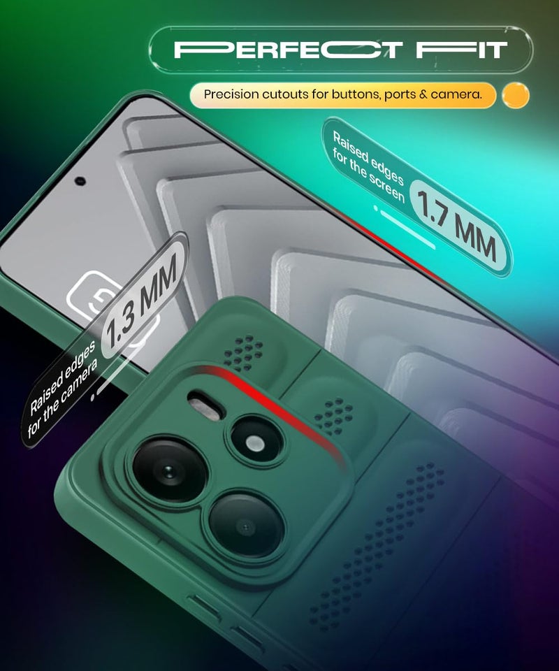 WOW IMAGINE Ultimate Silicone Back Cover Case for Redmi Note 14 5G | Redmi Note 14 SE 5G Heat Dissipation Thin Soft TPU | 360° Camera Protection | Breathable Cooling Holes – Forest Green - Image 5
