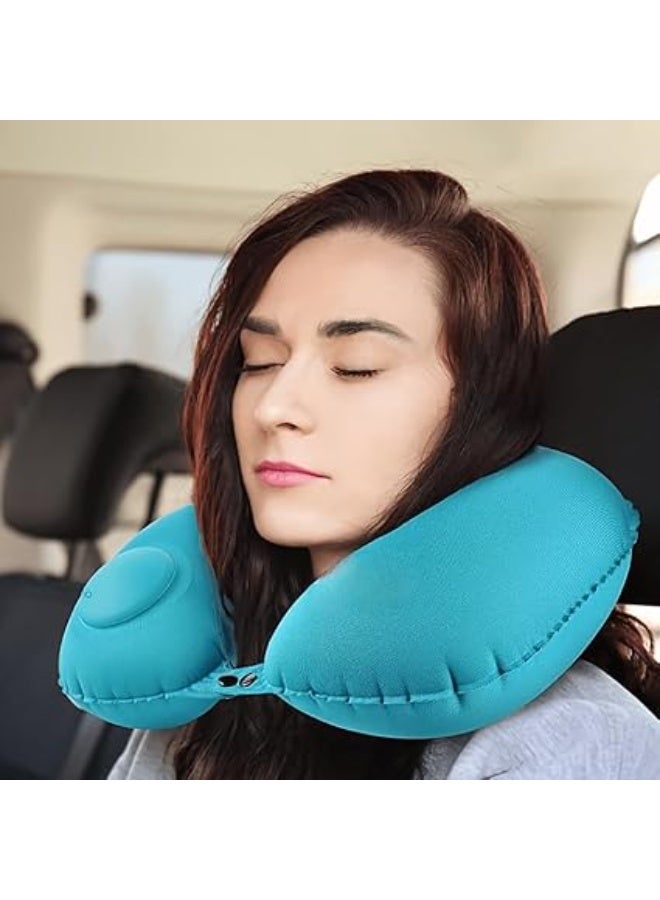 Adjustable Inflatable Neck Pillow Inflatable Travel Pillow Portable Inflatable Pillow U-Shaped with Eye Mask - Image 2