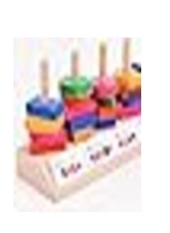 Generic Wooden toys suitable from 3 years old Sorting and Stacking Shapes Set for sorting colours and shapes Educational wooden puzzle from wood Parent-child interaction Multiple colours  - Image 3