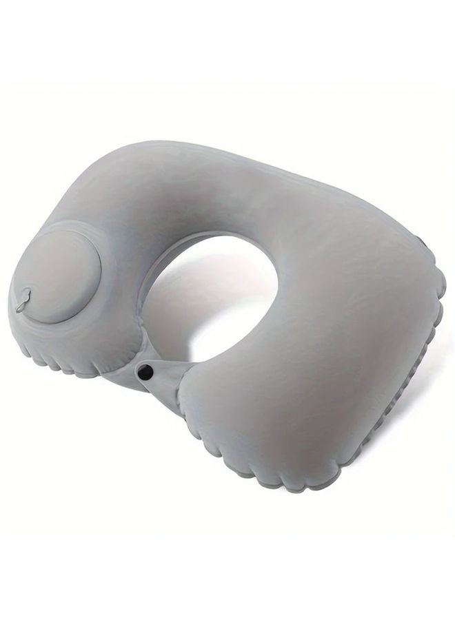 Pink U Shaped Auto Inflate Neck Pillow Cervical Support For Travel Office Car - Image 2