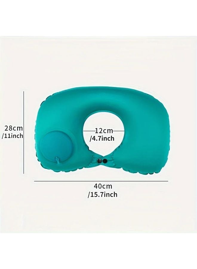 Pink U Shaped Auto Inflate Neck Pillow Cervical Support For Travel Office Car - Image 4