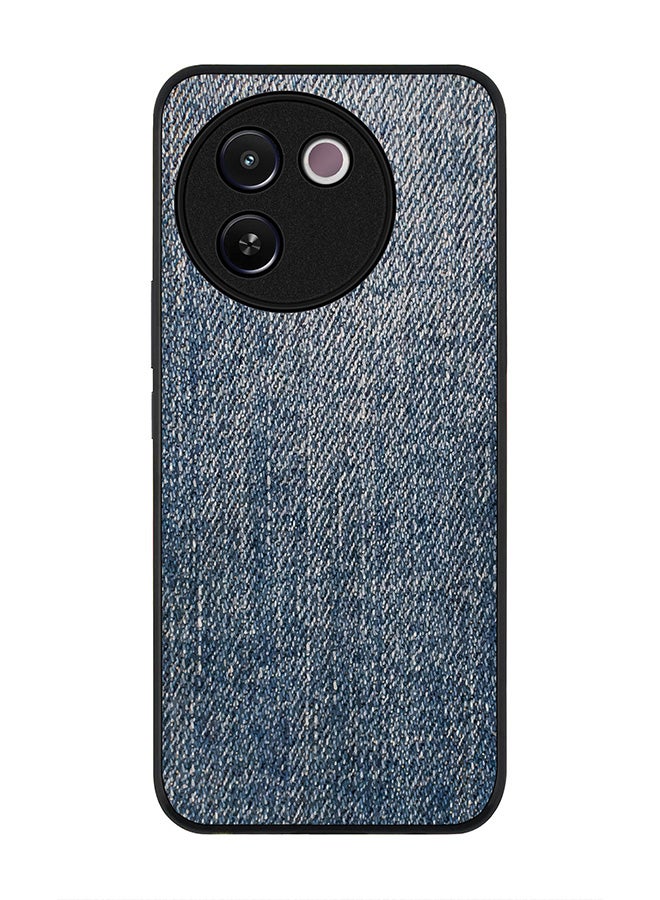 Stylizedd Rugged Black edge case for Vivo V30e, Slim fit Soft Case Flexible Rubber Edges Anti Drop TPU Gel Thin Cover -  Dark Denim Print - Image 1