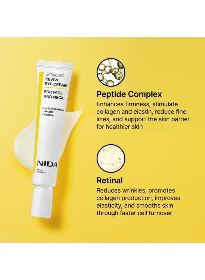 نيدا كريم العين المنعش للوجه والرقبة مع حل بروبيوتيك، ريتينال، ببتيد، التجاعيد، الخطوط الدقيقة، تجديد الخلايا، نسيج بشرة مشدود، بشرة مشرقة 40 مل - Image 3