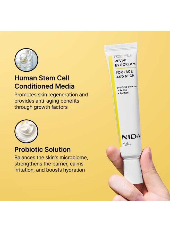 نيدا كريم العين المنعش للوجه والرقبة مع حل بروبيوتيك، ريتينال، ببتيد، التجاعيد، الخطوط الدقيقة، تجديد الخلايا، نسيج بشرة مشدود، بشرة مشرقة 40 مل - Image 4