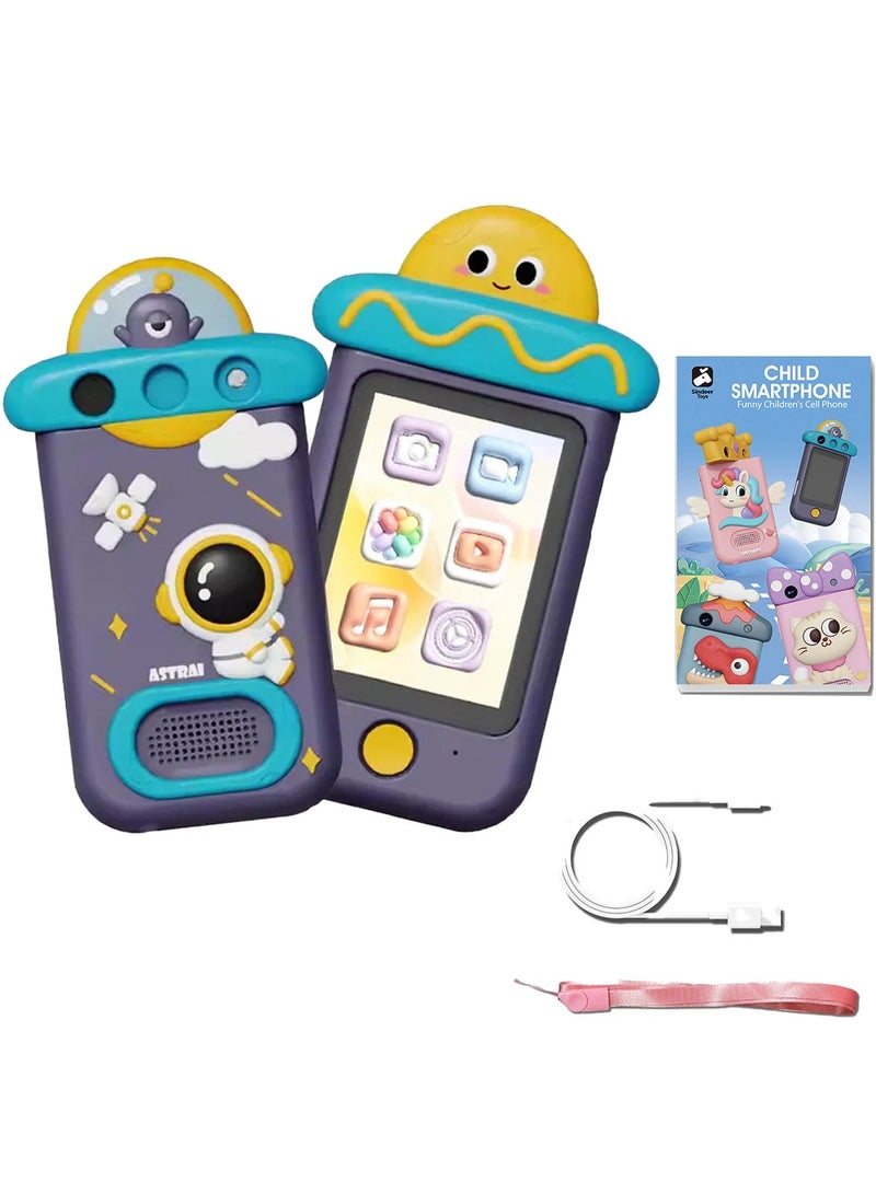 BlueFire Kids Touchscreen Smartphone Toy – 2.8” HD Display, 360° Rotating 48 Mega Pixel Dual Camera, MP3 Player, Built-in Games, 28 Wallpapers, Video Recorder, Lanyard – Perfect Learning Phone for Girls & Boys Ages 2-6 (1000mAh Battery, TF Card Support) - Image 1