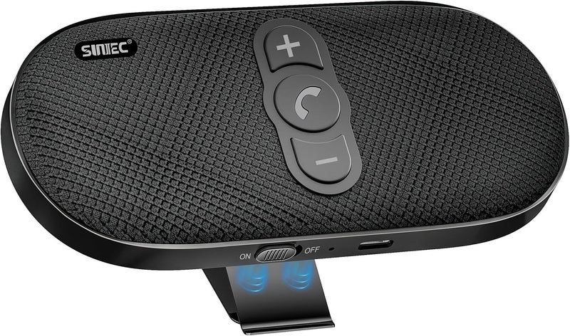 SUNITEC Bluetooth Car Speaker Phone - Hands-Free Calling Kit with 6W Speaker and Dual Mics - Image 1