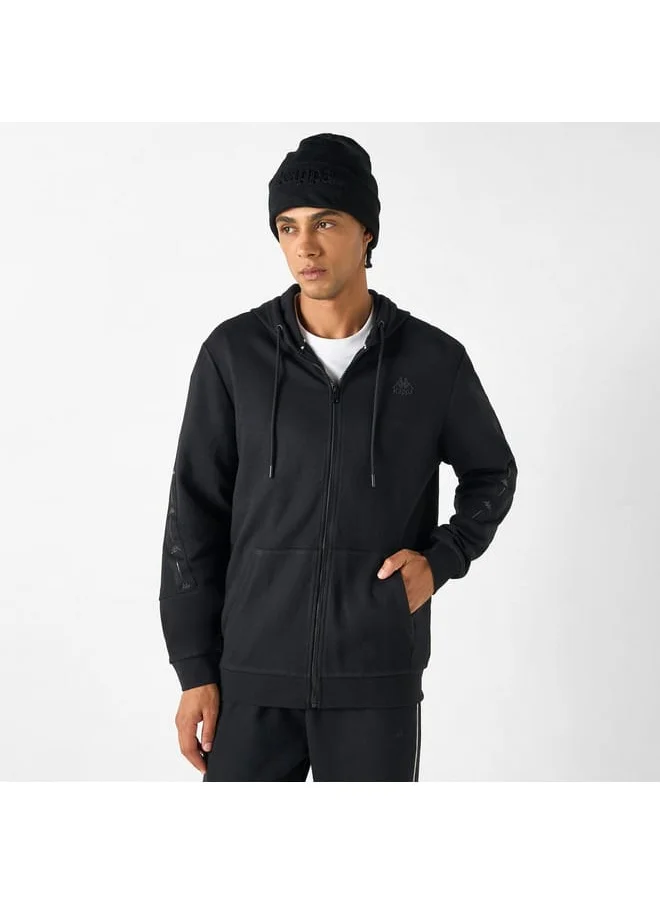 Kappa Kappa Solid Zip Through Hoodie with Long Sleeves and Kangaroo Pocket