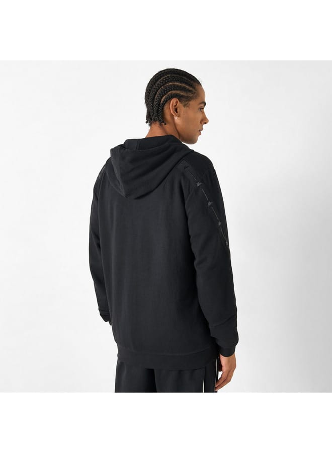 Kappa Kappa Solid Zip Through Hoodie with Long Sleeves and Kangaroo Pocket  - Image 3