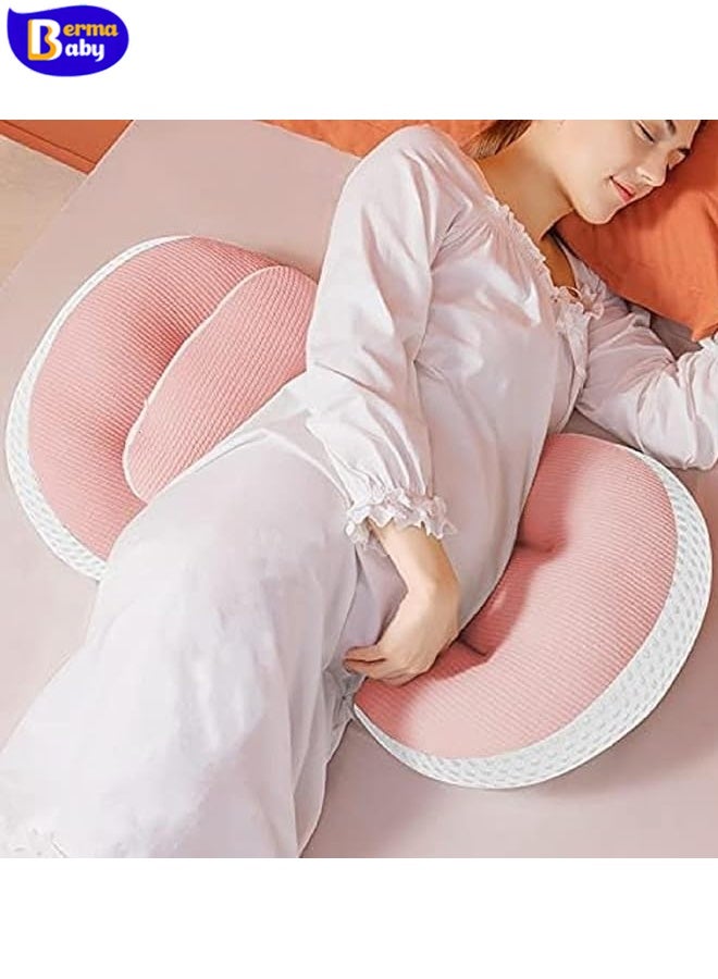 Berma Baby Pregnancy sleeping pillow  pregnancy pillow, pregnancy body pillow, supports pregnant women's back, legs, abdomen, buttocks, detachable and adjustable, with pillowcase (pink)  - Image 3