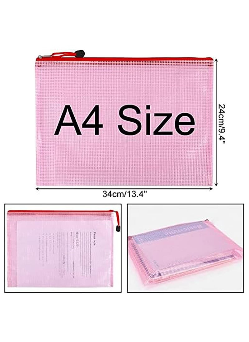 ELIKLIV Mesh Zipper Bag Document Bag, Letter Size/A4 Size Zippered Folder, School Office Supplies Waterproof Plastic Envelope, Travel Storage Bag, Pocket, Document Mesh Plastic Zipper Bag, 5 Colors 10pcs  - Image 2