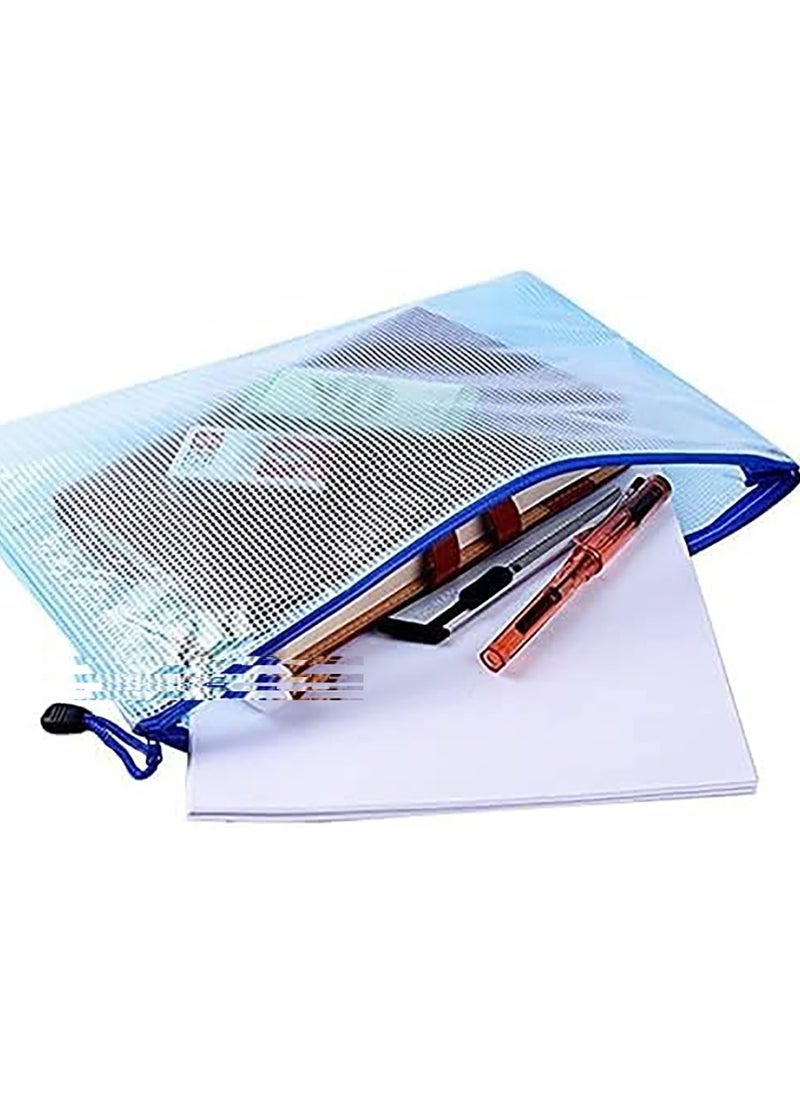 ELIKLIV Mesh Zipper Bag Document Bag, Letter Size/A4 Size Zippered Folder, School Office Supplies Waterproof Plastic Envelope, Travel Storage Bag, Pocket, Document Mesh Plastic Zipper Bag, 5 Colors 10pcs  - Image 3