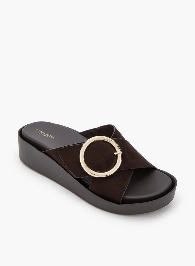 فلورا بيلا من شو إكسبرس Women Buckle Accent Slip-On Sandals