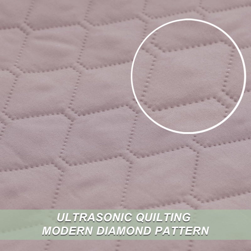 Exclusivo Mezcla طقم لحاف كوين كامل قابل للعكس من إكclusivo ميزكلا مع وسائد، لحاف خفيف الوزن بحجم كوين، أغطية سرير ناعمة لجميع الفصول - (رمادي ليلك، 90"x96") - Image 4