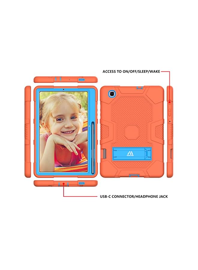 PROMASS حافظة Hbs 3-Ply Slim Heavy Duty المقاومة للصدمات مع حامل مدمج مع حامل قلم لجهاز Samsung Galaxy Tab S6 Lite 10.4 P610/P615(2020) P613/P619(2022) للأطفال - برتقالي - Image 4