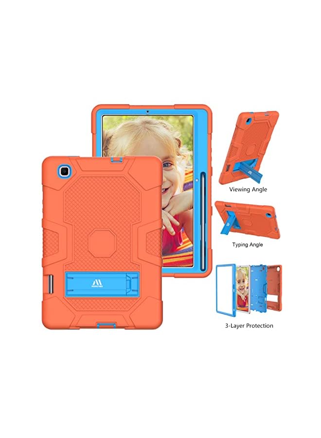 PROMASS حافظة Hbs 3-Ply Slim Heavy Duty المقاومة للصدمات مع حامل مدمج مع حامل قلم لجهاز Samsung Galaxy Tab S6 Lite 10.4 P610/P615(2020) P613/P619(2022) للأطفال - برتقالي - Image 3