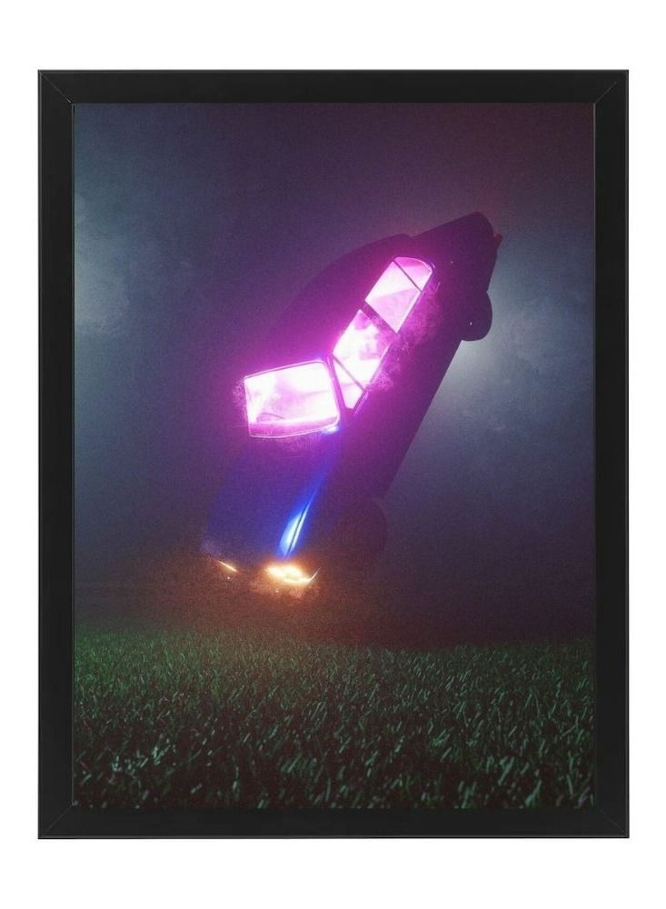 RKN Digital Wall Art Poster Frame Neon Car 21X30 Cm - Image 2