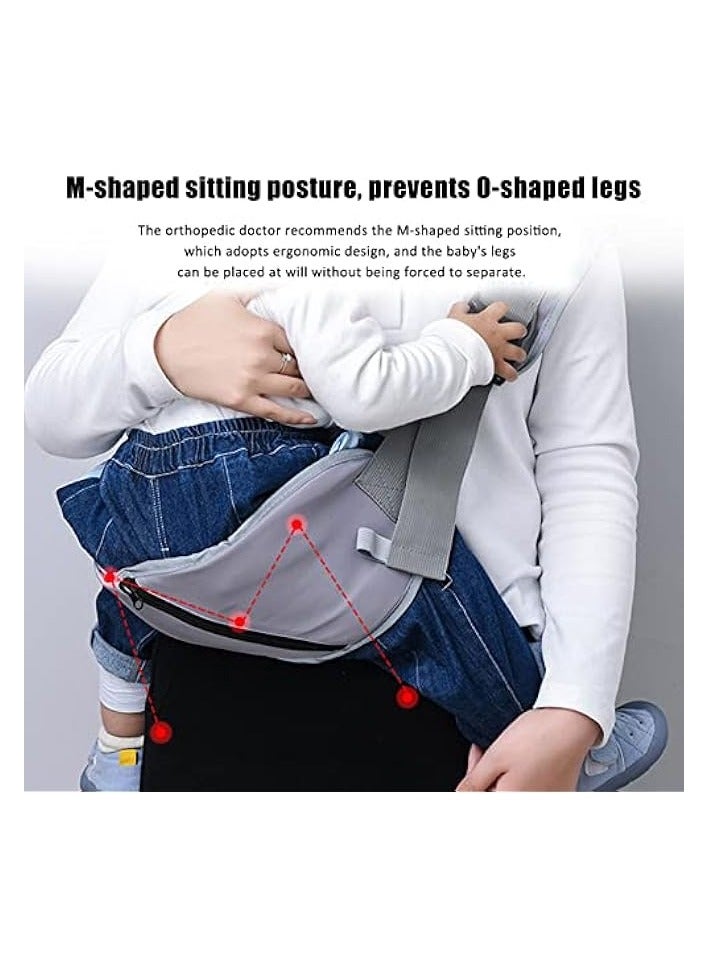 Green Tiger Portable Baby Carrier, Ergonomic Adjustable Widen Separate Padded Shoulder Straps, Soft Breathable Child Slings for Infants and Toddlers up to 55Lbs,5-42 Months (Gray) - Image 4