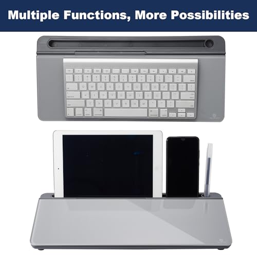 TSJ OFFICE Desktop Whiteboard Dry-Erase-Board - Computer Keyboard Stand White Board Surface Pad with Drawer, Desk Organizers with Accessories for Office, Home, School Supplies - Complete Grey - Image 5