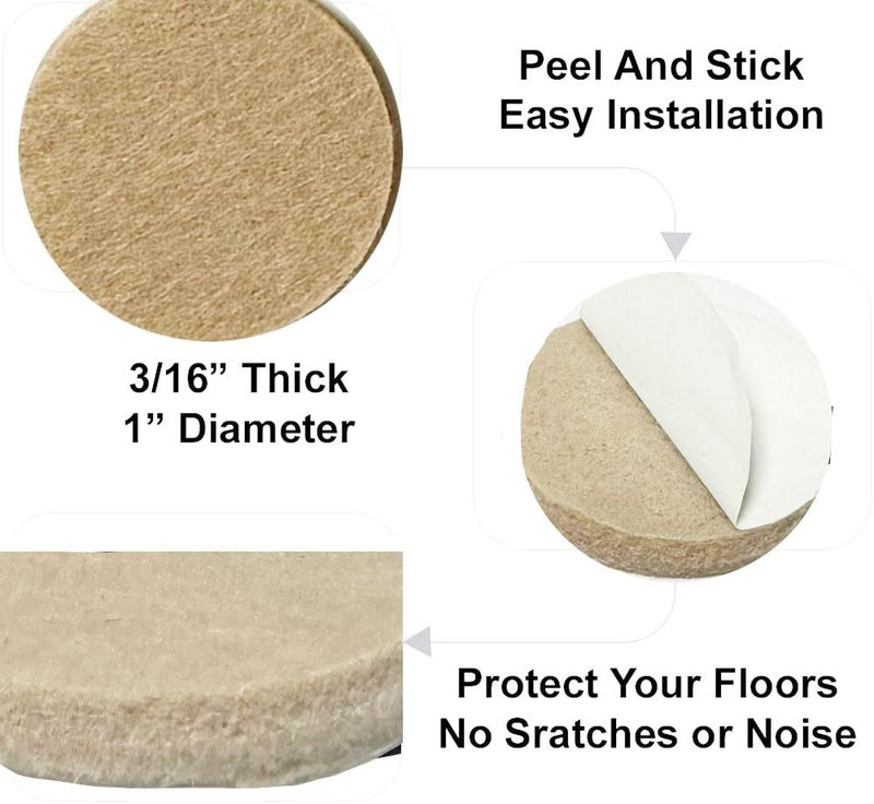 888 Corp 48 Pcs Self Adhesive 1"" Round Felt Furniture Pads (Beige, 1"") - Image 4