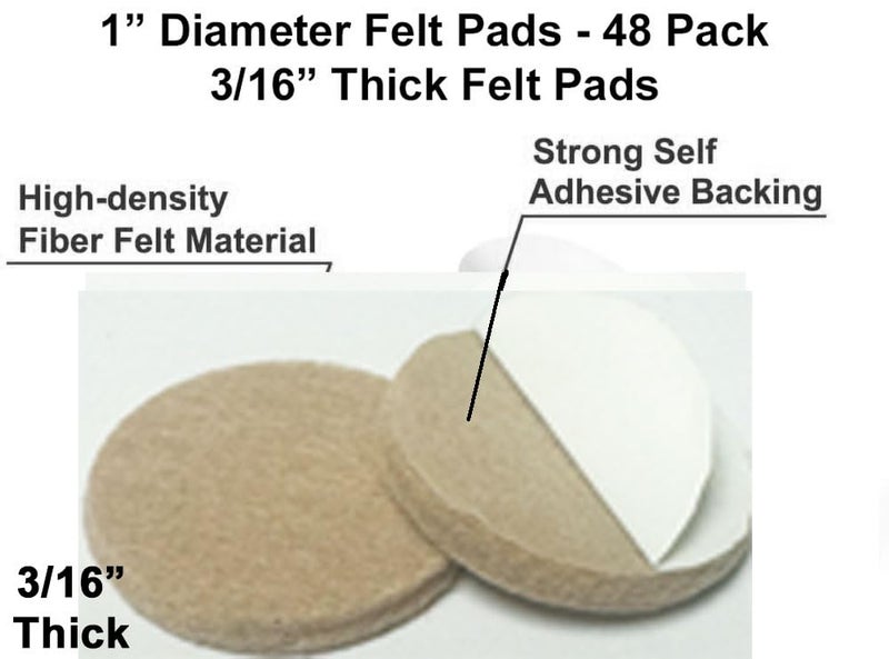888 Corp 48 Pcs Self Adhesive 1"" Round Felt Furniture Pads (Beige, 1"") - Image 2