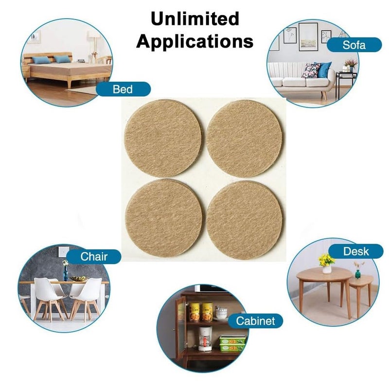 888 Corp 48 Pcs Self Adhesive 1"" Round Felt Furniture Pads (Beige, 1"") - Image 5