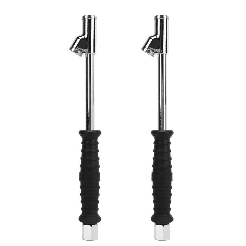 Double Head Inflatable Rod 2 Zinc Alloy Head Push Pull Collets Leakproof Closed Tire Chuck - 30° Reverse Collet Dual Head Inflator Tool for Trucks Trailers Motorhomes - Image 1