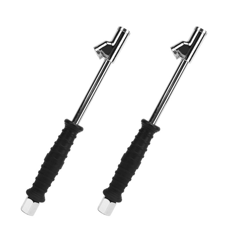 Double Head Inflatable Rod 2 Zinc Alloy Head Push Pull Collets Leakproof Closed Tire Chuck - 30° Reverse Collet Dual Head Inflator Tool for Trucks Trailers Motorhomes - Image 2