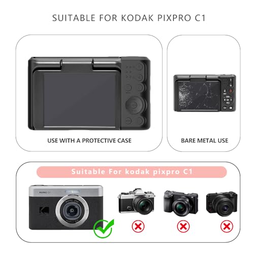 Tedubax Silicone Case for kodak pixpro C1 Digital Camera with 2PCS Screen Protector and Lanyard - Black - Image 2