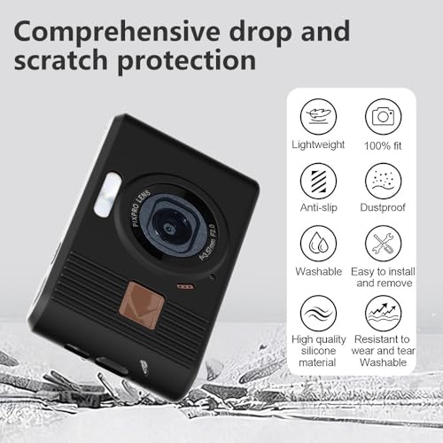 Tedubax Silicone Case for kodak pixpro C1 Digital Camera with 2PCS Screen Protector and Lanyard - Black - Image 3