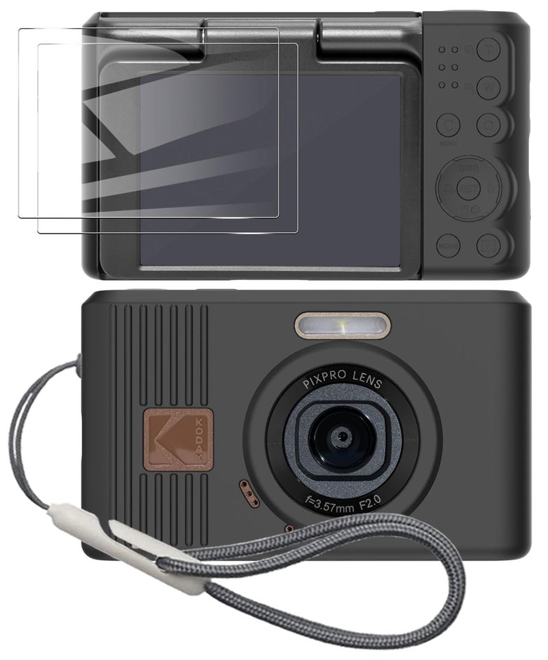 Tedubax Silicone Case for kodak pixpro C1 Digital Camera with 2PCS Screen Protector and Lanyard - Black - Image 1