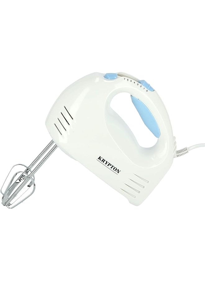 KRYPTON Hand Mixer Knhb6043 With 7 Speed Levels Includes Whisk And Hook Attachment Perfect For Beating Eggs Cream Batters Kneading Dough Etc. Blue And White 2 Years  - Image 2