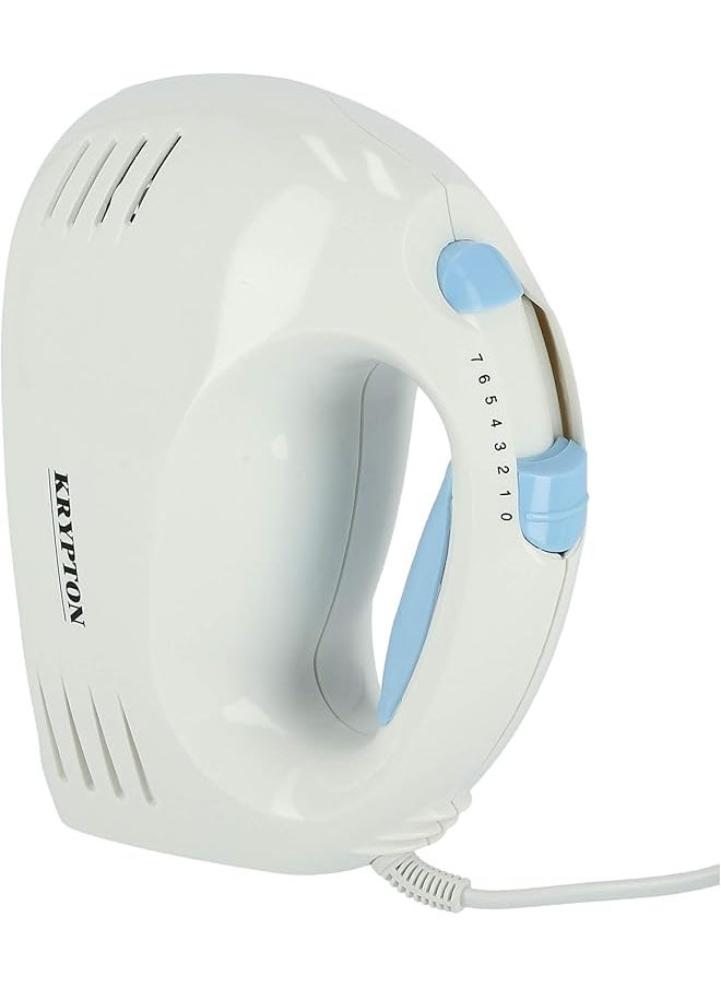 KRYPTON Hand Mixer Knhb6043 With 7 Speed Levels Includes Whisk And Hook Attachment Perfect For Beating Eggs Cream Batters Kneading Dough Etc. Blue And White 2 Years  - Image 4