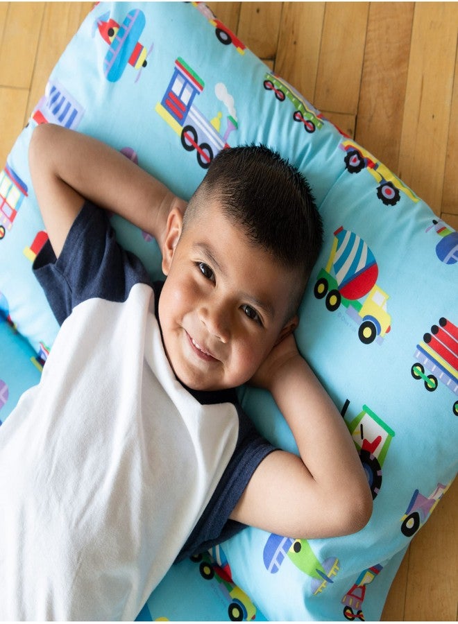 Wildkin Microfiber Pillowcase Lounger Cover - Travel-Friendly Sleepover Lounger, Fits Standard Pillows (Pillows Not Included), Soft Cotton Blend, Fun Patterns for Kids - Trains, Planes & Trucks - Image 2