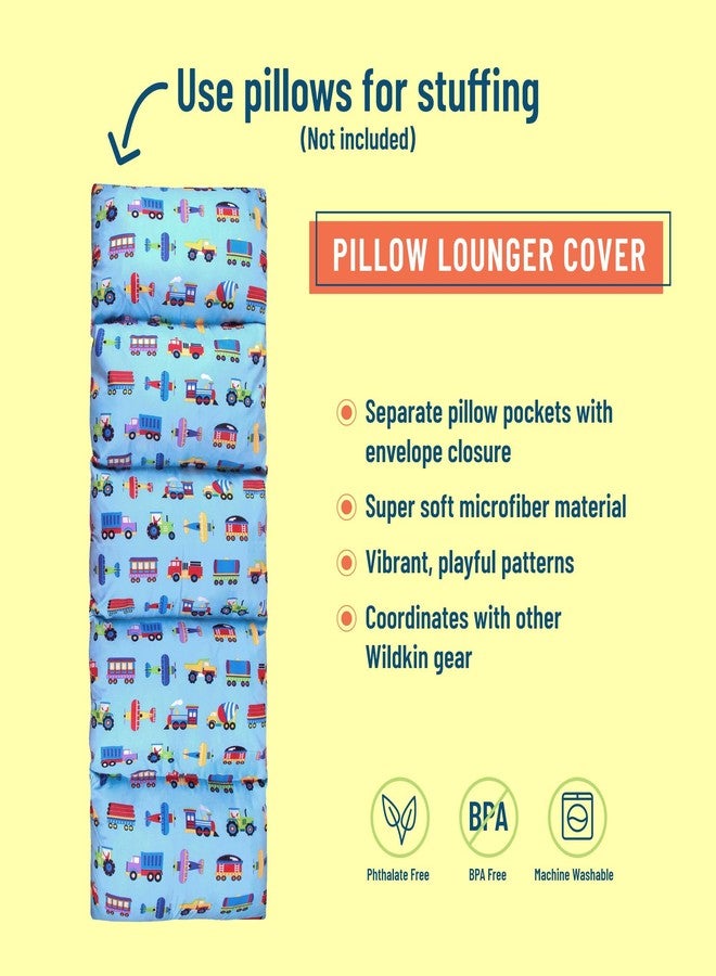 Wildkin Microfiber Pillowcase Lounger Cover - Travel-Friendly Sleepover Lounger, Fits Standard Pillows (Pillows Not Included), Soft Cotton Blend, Fun Patterns for Kids - Trains, Planes & Trucks - Image 3