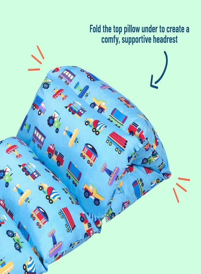 Wildkin Microfiber Pillowcase Lounger Cover - Travel-Friendly Sleepover Lounger, Fits Standard Pillows (Pillows Not Included), Soft Cotton Blend, Fun Patterns for Kids - Trains, Planes & Trucks - Image 5