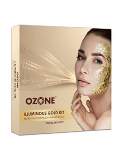 Ozone Ozone Illuminous Gold Facial Kit | For All Skin Type | With 6 Easy Step Organic Facial Kit For Natural Golden Glow| For Men & Women | 60 gm (Single Use)  - Image 1