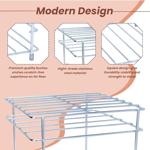 12FOR COLLECTION Heavy Duty Stainless Steel Matka & Plant Stand - Three in One with Glass Stand & 4 Heavy Legs (8 inch) - Image 4
