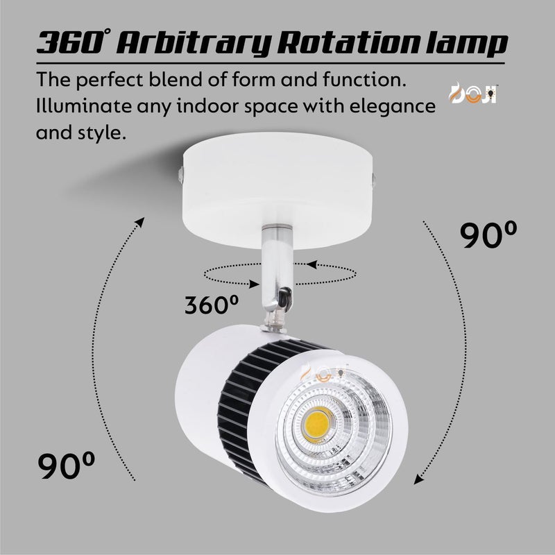 DOJI DOJI white spot lights 3 watt Aluminium focus light Adjustable head focus light for wall spot lights for home ceiling spot light Warmwhite  - Image 4