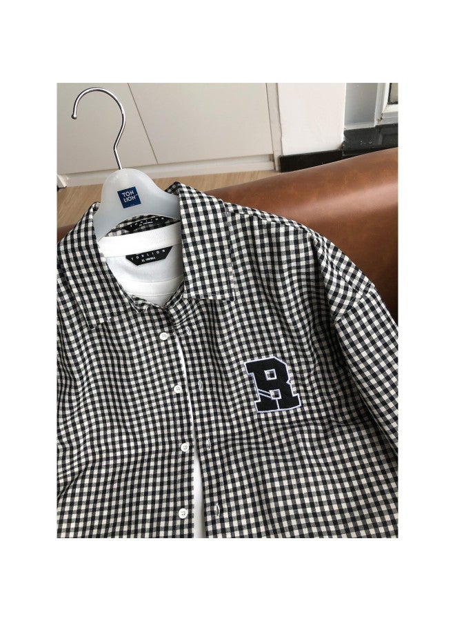 TonLion Men's Short Sleeve Shirt Small Check Print Summer Casual Shirt For Men - Image 5