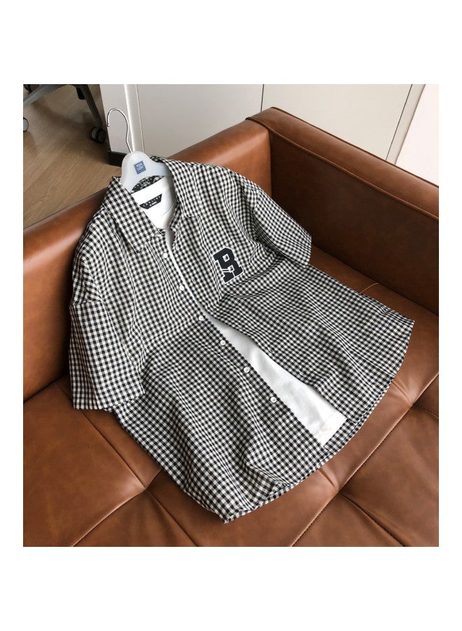 TonLion Men's Short Sleeve Shirt Small Check Print Summer Casual Shirt For Men - Image 4
