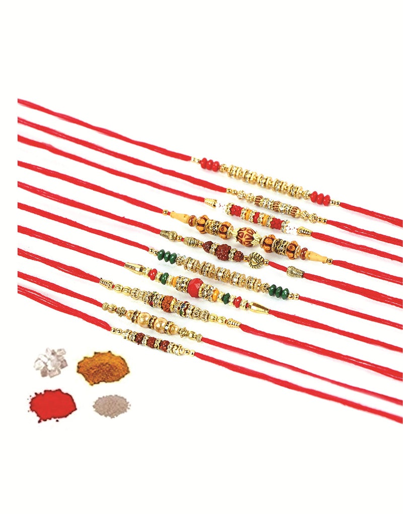 Chocozone Multicolor Combo of 10 Dora Rakhi Set for Men with Roli Chawal Rakhi for Brother - Image 3