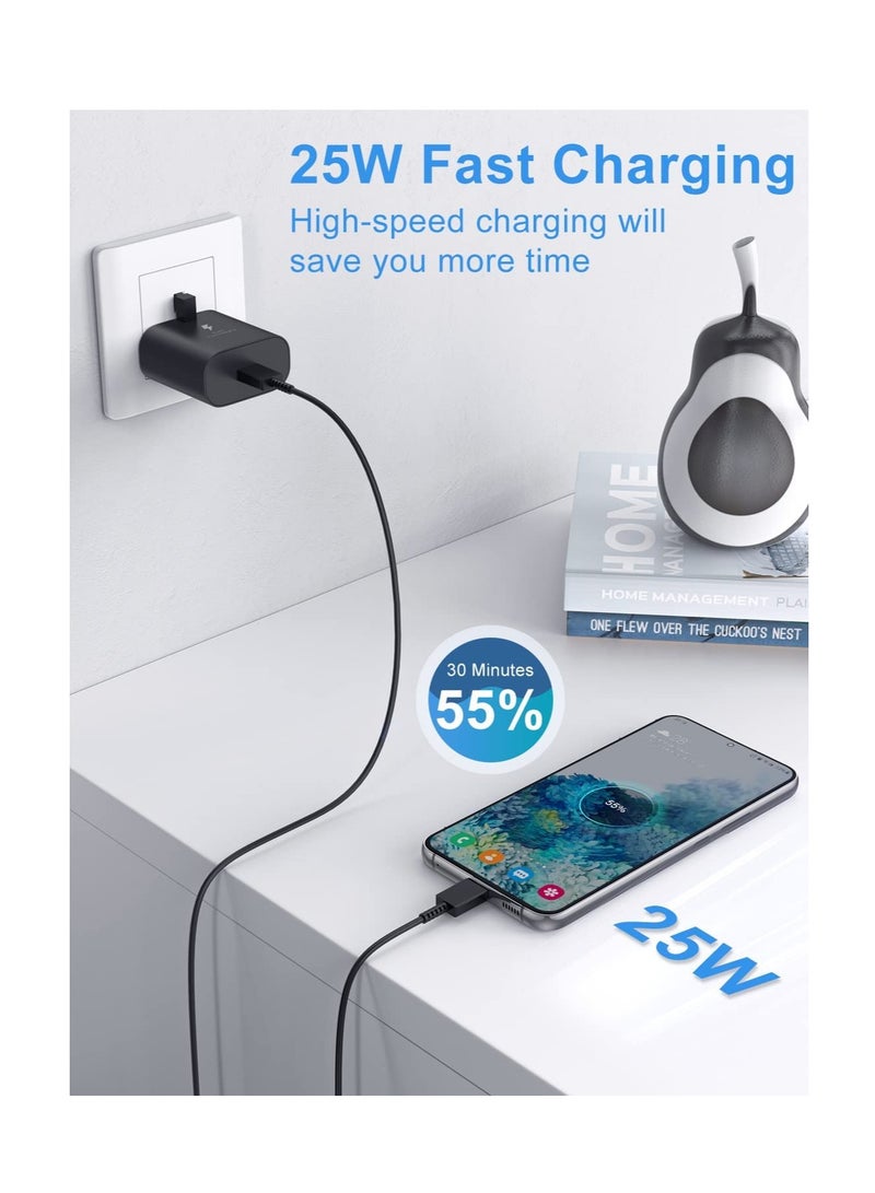 عام شاحن سريع 25 وات من سامسونج، قابس USB C للهاتف المحمول، شاحن حائط في المملكة المتحدة وكابل شحن من النوع C لهاتف Samsung Galaxy S24، S24+، S24 Ultra، S23، S23 Ultra، S22+، S22+، Note 20، A72، A73، A5 - Image 3
