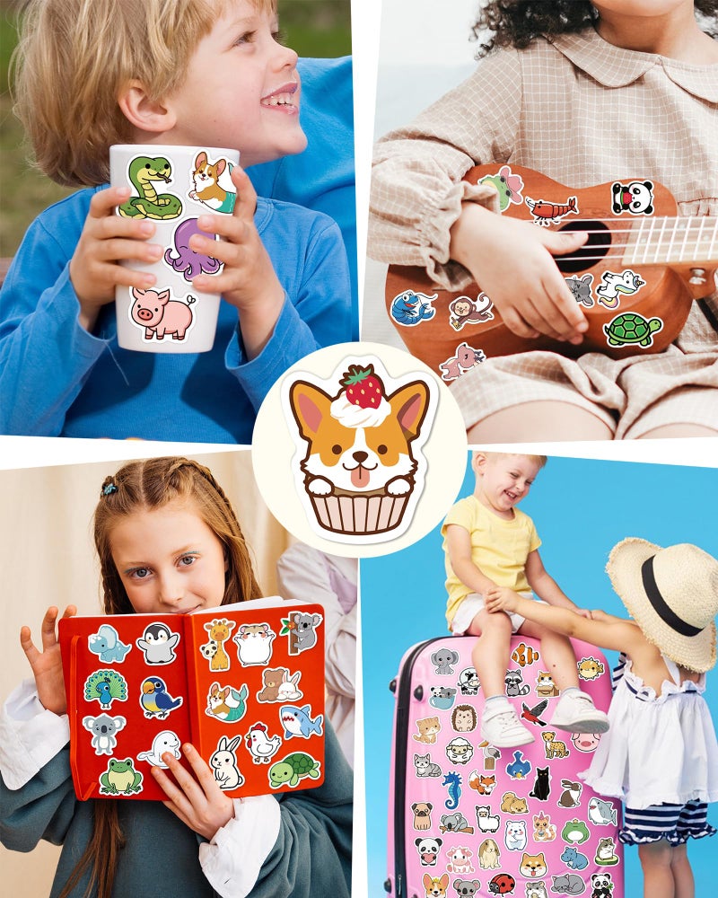 pcnearty 100 Pcs Animal Stickers for Kids, Cute Water Bottle Stickers for Kids Waterproof, Vinyl Laptop Kid Sticker Pack, Kid Classroom Prizes for Elementary Students - Image 2