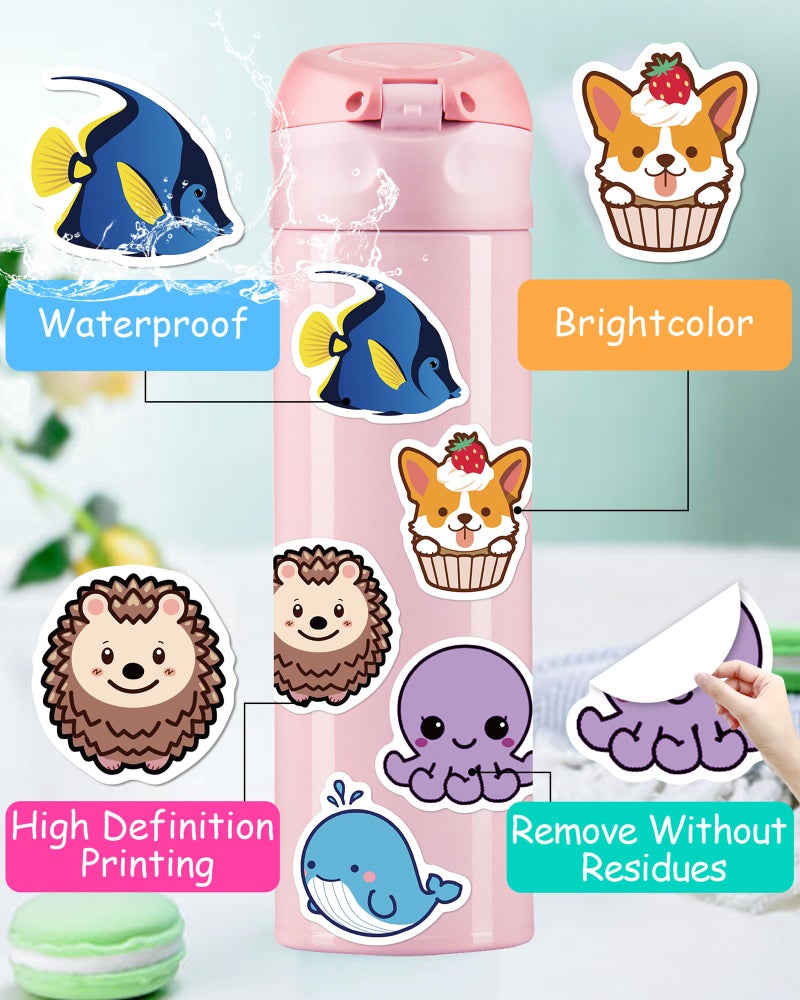 pcnearty 100 Pcs Animal Stickers for Kids, Cute Water Bottle Stickers for Kids Waterproof, Vinyl Laptop Kid Sticker Pack, Kid Classroom Prizes for Elementary Students - Image 3