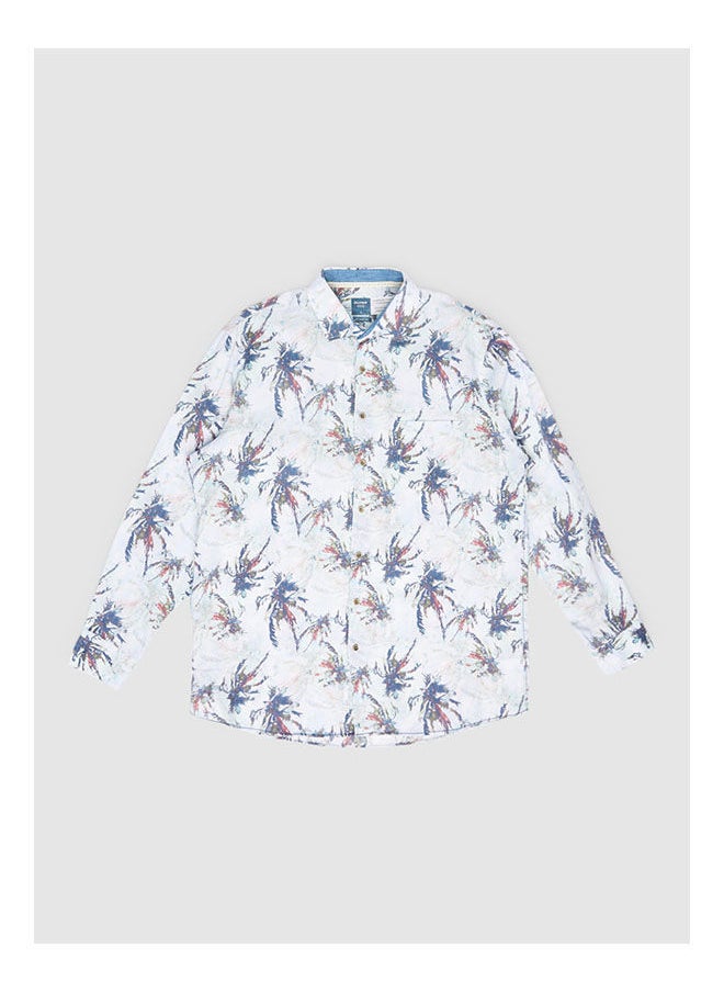 Olymp - Collared Neck Long Sleeve Floral Shirt - Image 1