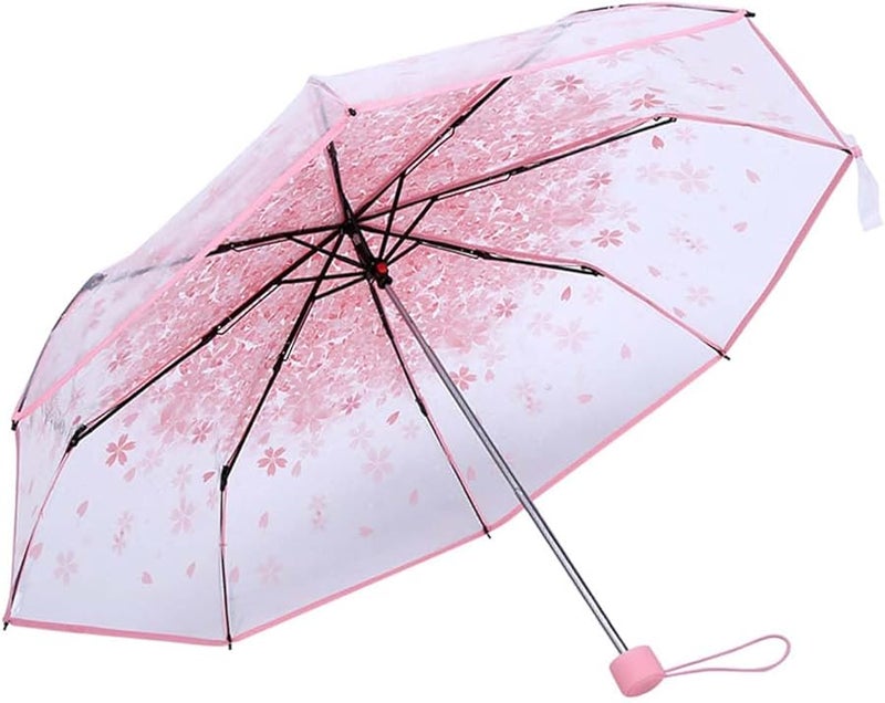 مظلة وردية شفافة قابلة للطي مظلة أميرة عصرية للأطفال - Image 1