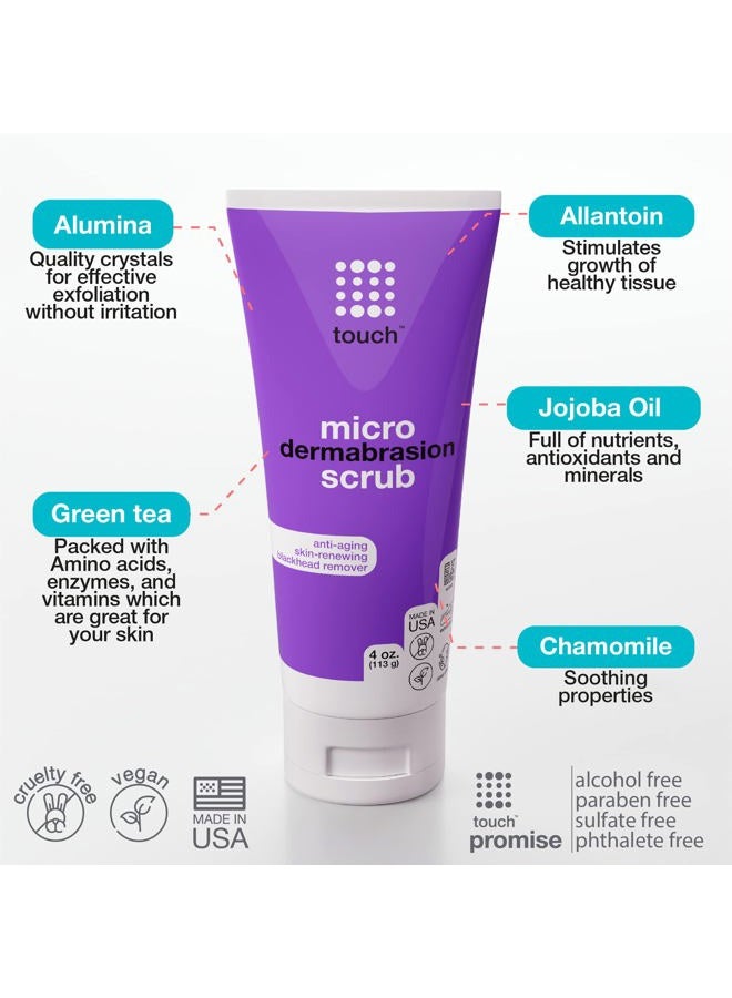 Touch Microdermabrasion Facial Scrub and Face Exfoliator - Exfoliating Face Scrub Polish Cream with Dermatologist Grade Crystals for Anti-Aging, Dullness, Wrinkles, and Pores - Large 4 Ounce Size - Image 3
