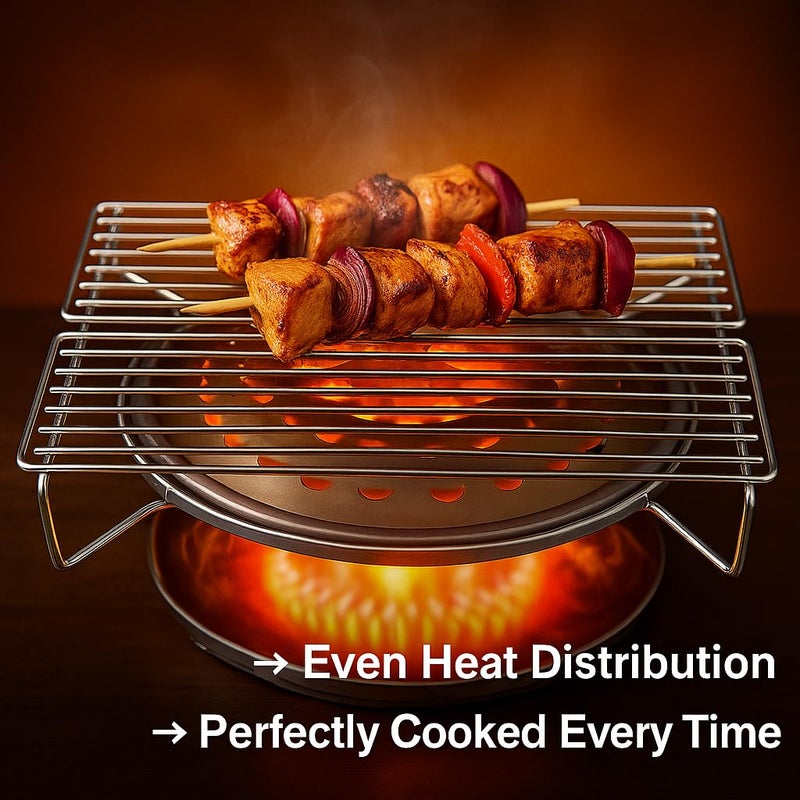 إسكدنيا شواية سنيفاد المحمولة من الفولاذ المقاوم للصدأ، رف الشواء متعدد الأغراض، موقد غاز وشواية سطح الموقد للتخييم، الطهي في الهواء الطلق، النزهات، الخبز، الشواء والكباب، تصميم متين وسهل التنظيف ومضغوط - Image 3