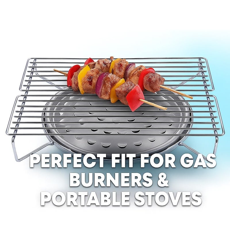 إسكدنيا شواية سنيفاد المحمولة من الفولاذ المقاوم للصدأ، رف الشواء متعدد الأغراض، موقد غاز وشواية سطح الموقد للتخييم، الطهي في الهواء الطلق، النزهات، الخبز، الشواء والكباب، تصميم متين وسهل التنظيف ومضغوط - Image 5