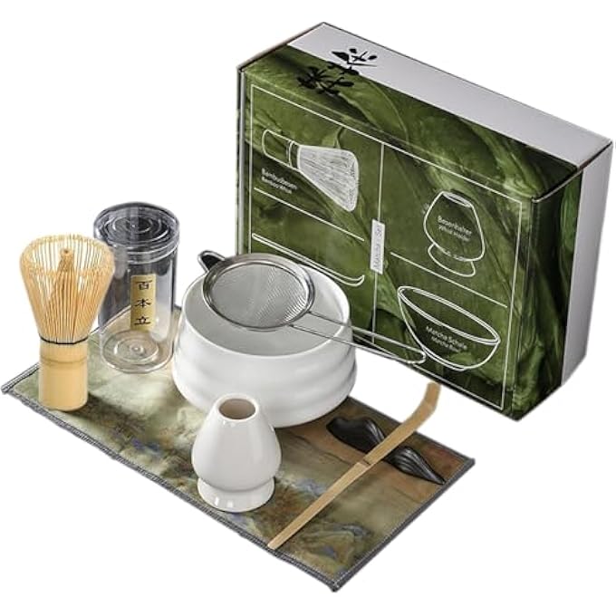  دﻮﺟ مجموعة ماتشا، طقم ماتشا، خفاقة ماتشا، مغرفة من الخيزران ووعاء ماتشا، 7 قطع، طقم شاي ماتشا، طقم ماتشا احتفالي، طقم ماتشا لمسحوق ماتشا بدرجة احتفالية، أفضل هدية عيد ميلاد - Image 1